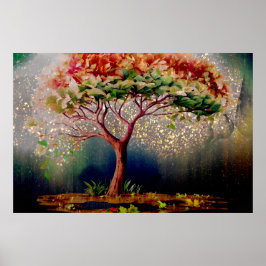 *~* AP81 Gold Glitzer Artistic Ethereal Tree Poster