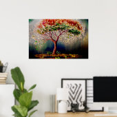 *~* AP81 Gold Glitzer Artistic Ethereal Tree Poster (Heimbüro)