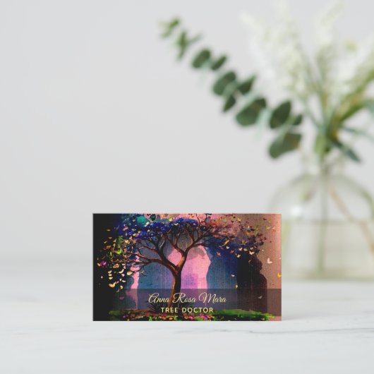 *~* AP82 Ethereal QR TREE Fantasy Business Card Visitenkarte (Stehend Vorderseite)