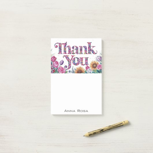 *~* AP85 Dankeschön Manifestation Blume Tulips Post-it Klebezettel (Auf Schreibtisch)