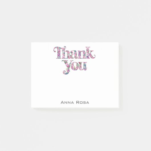 *~* AP85 Floral Vielen Dank Dankbarkeit Manifestin Post-it Klebezettel (Vorderseite)