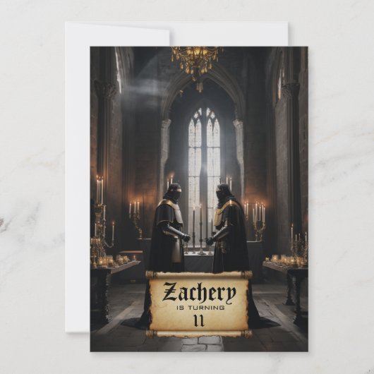 *~* AP88 Burg Mittelalterliches Thema 2 KNIGHTS Ge Einladung (Vorderseite)