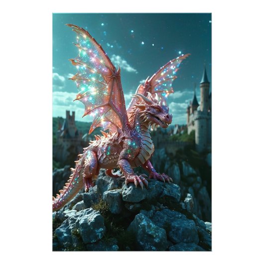 *~* AP88 Castle Fantasy Dragon Wall Artwork 17 Fotodruck (Vorne)