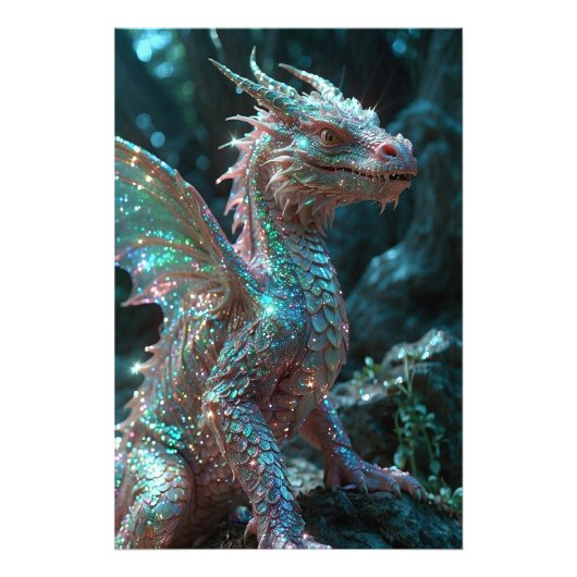 *~* AP88 Glittery Fantasy Dragon Wall Artwork 18 Fotodruck (Vorne)