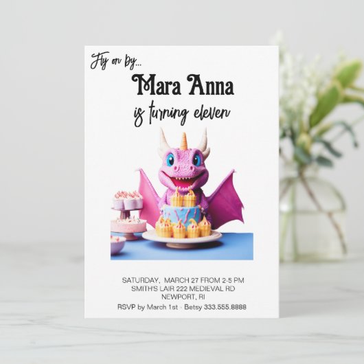 *~* AP88 Kindercup Kinderspiel Dragon Foto Geburts Einladung (Stehend Vorderseite)