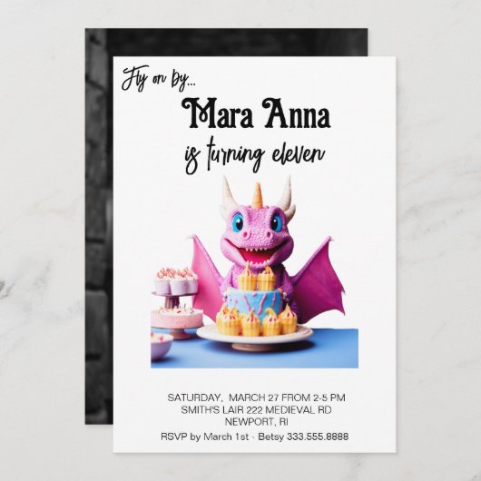 *~* AP88 Kindercup Kinderspiel Dragon Foto Geburts Einladung (Vorne/Hinten)