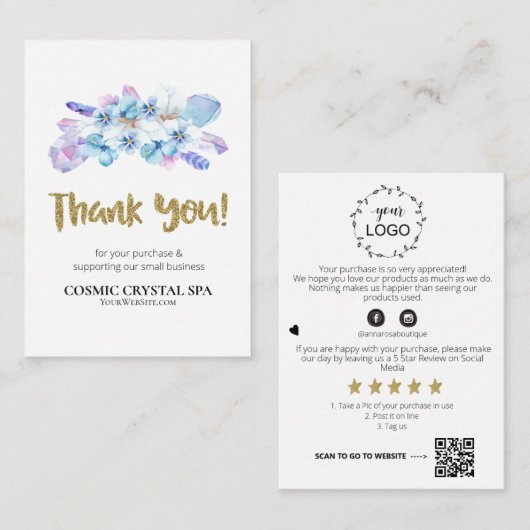 *~* AP8 LOGO COSMIC CRYSTAL Review DANKE QR Begleitkarte (Vorne/Hinten)