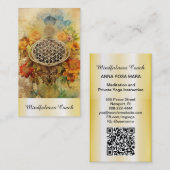 *~* AP92 Yoga QR Goldblume des Lebens Reiki Sacred Visitenkarte (Vorne/Hinten)