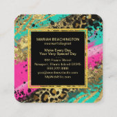 ** AP93 Abstrakt Gold Leopard Animal Neon Bold Quadratische Visitenkarte (Rückseite)
