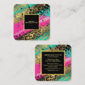 ** AP93 Abstrakt Gold Leopard Animal Neon Bold Quadratische Visitenkarte (Vorne/Hinten)