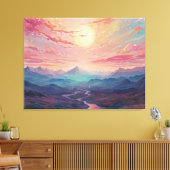 *~* AP93 Dreamscape Sunset Mountains Landschaft Leinwanddruck (Insitu (Wohnzimmer))