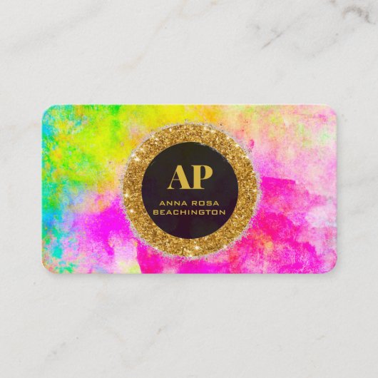 *~AP93 Neon Rainbow BOLD Abstrakt QR Business Card Visitenkarte (Vorderseite)
