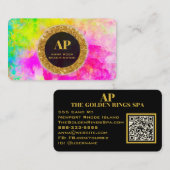 *~AP93 Neon Rainbow BOLD Abstrakt QR Business Card Visitenkarte (Vorne/Hinten)