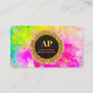 *~AP93 Neon Regenbogen FETT Abstrakte QR Visitenka Visitenkarte