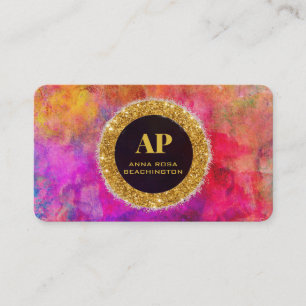 *~AP93 Neon Warm BOLD Abstract QR Visitenkarte