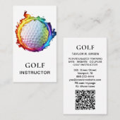 *~*  AP94 Flames  Rainbow Colorful QR Golf Ball  Visitenkarte (Vorne/Hinten)