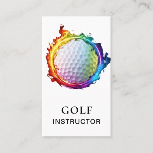 *~*  AP94 Flames  Rainbow Colorful QR Golf Ball  Visitenkarte (Vorderseite)