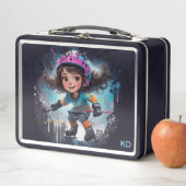 *~* AP94 Ice Hockey Girl Player Cute 22 Initials Metall Brotdose (Beispiel)