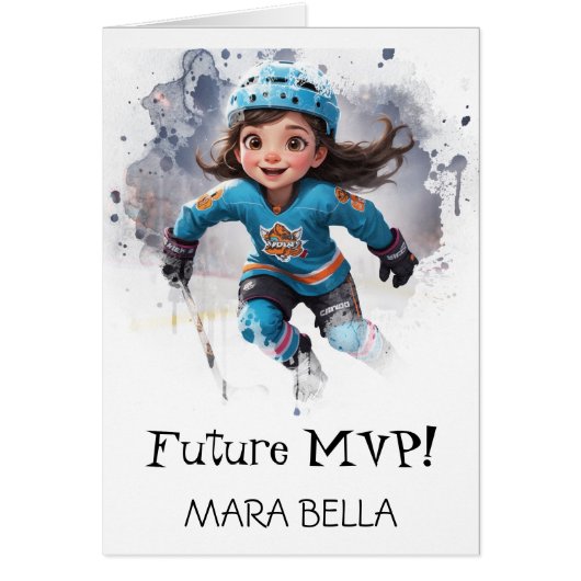 *~* AP94 Niedlich Hockey Girl Personalize Birthday (Vorne)