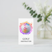 *~* AP94 QR Flammen Regenbogenfarbene Golfkugel Visitenkarte (Stehend Vorderseite)