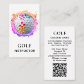 *~* AP94 QR Flammen Regenbogenfarbene Golfkugel Visitenkarte (Vorne/Hinten)