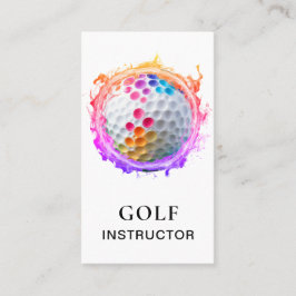 *~* AP94 QR Flammen Regenbogenfarbene Golfkugel  Visitenkarte