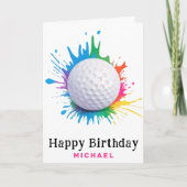 *~* AP94 Rainbow Splash Golf Ball Birthday Card Dankeskarte (Vorderseite)