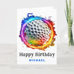 *~* AP94 Ring Rainbow Fire Golf Ball Geburtstagska Dankeskarte