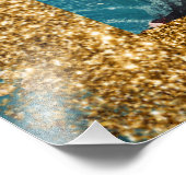 *~ AP95 Capricciouse Frau Blumen Gold Glitter Kuns Fotodruck (Ecke)