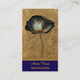 *~* AP98 Elegant Flower Gold 14 Vintage QR Visitenkarte