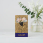 *~* AP98 Elegant Flower Gold 16  Vintage  QR  Visitenkarte (Stehend Vorderseite)