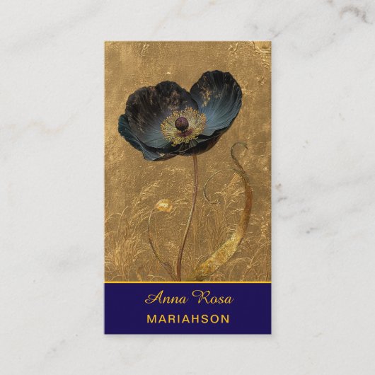 *~* AP98 Elegant Flower Gold 27 Vintage QR Visitenkarte (Vorderseite)