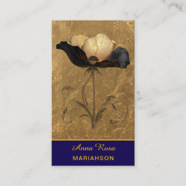 *~* AP98 Elegant Flower Gold 3 Vintage QR Visitenkarte