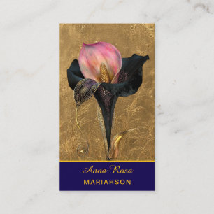 *~* AP98 Elegante Blume Gold 20 Vintage QR Visitenkarte