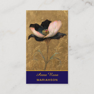 *~* AP98 Elegante Blume Gold 4 Vintage QR Visitenkarte