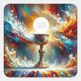 AP Communion Host und Chalice Expressionist Effect Quadratischer Aufkleber