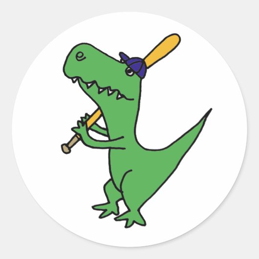 AP- T-rex Dinosaurier Playing Baseball Runder Aufkleber (Vorderseite)