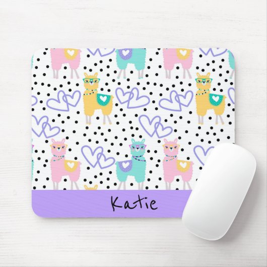 Apaca Llama Personalisiert farbenfroh rosa Lila Mousepad (Mit Mouse)