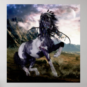 Apache Blue Painted Horse Poster