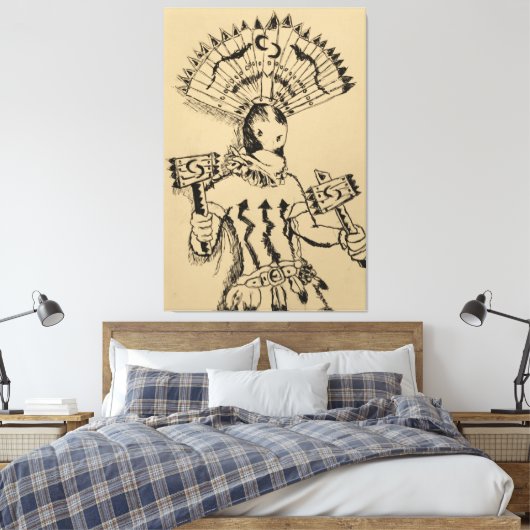Apache Crown Dancer Sketch Leinwanddruck (Insitu (Schlafzimmer))