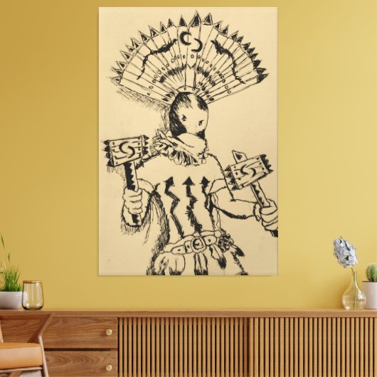Apache Crown Dancer Sketch Leinwanddruck (Insitu (Wohnzimmer))