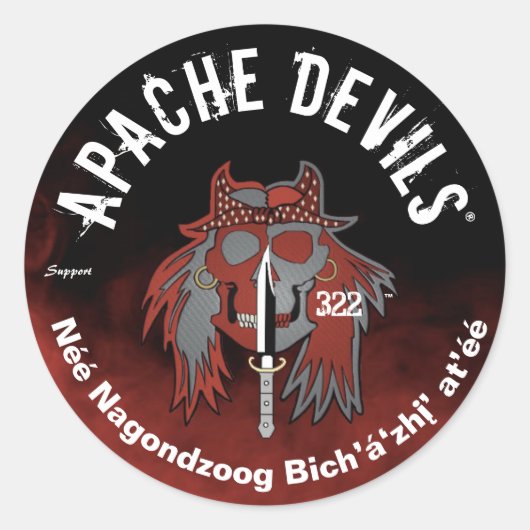 Apache Devils ®️ 🇺 APACHE DEVILS SUPPORT-Sticker Runder Aufkleber (Vorderseite)