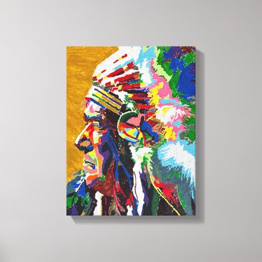 Apache-Häuptling gemalt von Mark Elsen Leinwanddruck (Vorderseite)