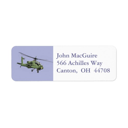 Apache Helicopter-Adressetikett (Vorne)