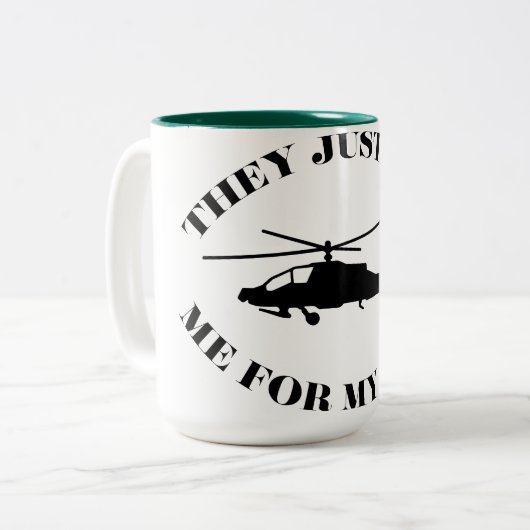 Apache Helicopter Zweifarbige Tasse (Vorderseite Links)