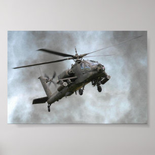 Apache-Hubschrauber im Rauche Poster
