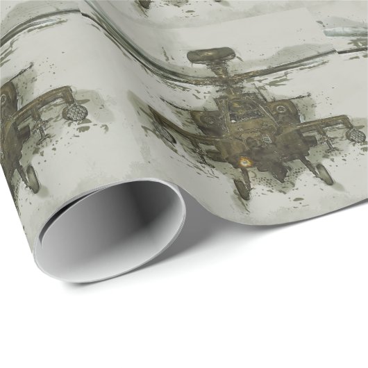 Apache-Hubschrauberangriff Geschenkpapier (Rolleneckpunkt)