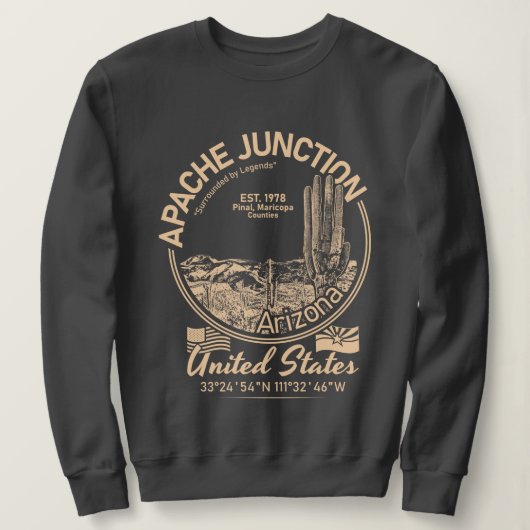 APACHE JUNCTION ARIZONA - WÜSTE - KAKTUS SWEATSHIRT (Design vorne)