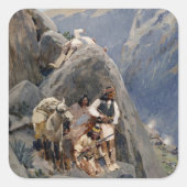 Apache-Krieger: Hinterhalt in der amerikanischen K Quadratischer Aufkleber (Vorderseite)