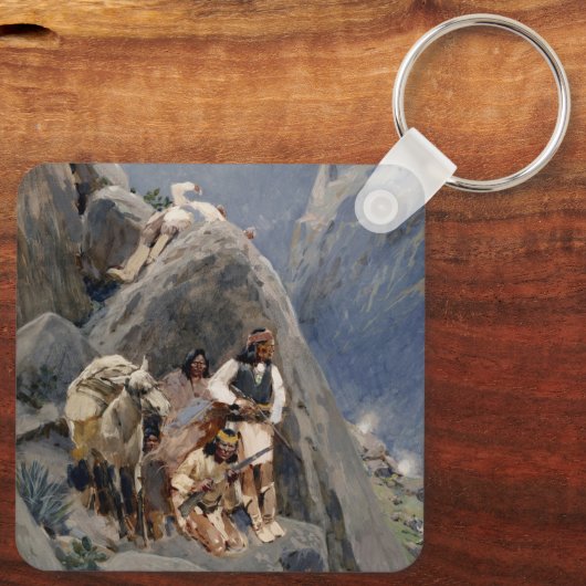 Apache-Krieger: Hinterhalt in der amerikanischen K Schlüsselanhänger (Rückseite)